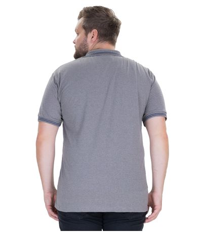 Camisa Polo Masculina Plus Size MMT Cinza