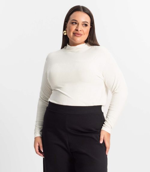 Blusa Feminina Manga Longa Plus Size Secret Glam Bege