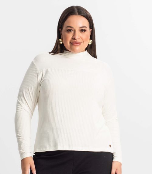 Blusa Feminina Manga Longa Plus Size Secret Glam Bege