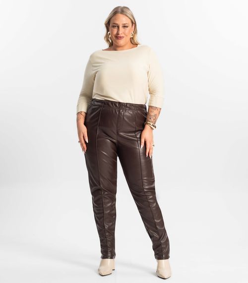 Legging Feminina Plus Size Secret Glam Marrom