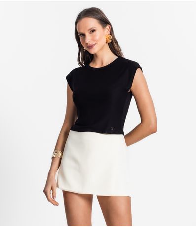 Blusa De Viscotorcion Básica Feminina Endless Preto