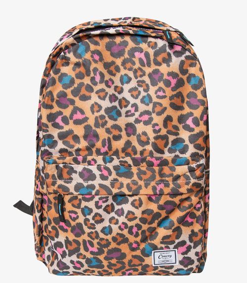 Mochila Escolar Estampa Animal Print Yins Marrom