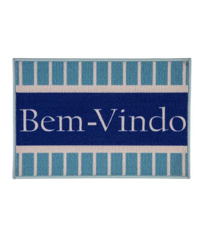 Capacho Bem-Vindo Estampado Corttex Azul