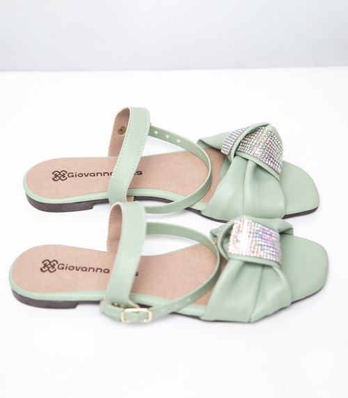 Sandália Anabela Com Strass Select Verde