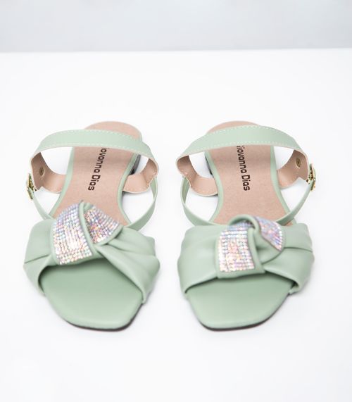 Sandália Anabela Com Strass Select Verde