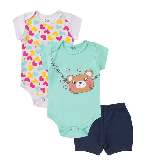 Kit Body Infantil Curto 3 Peças Kappes Branco