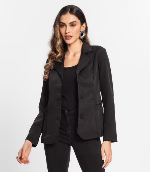 Blazer Feminino De Microfibra Misso Preto