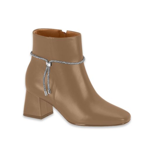 Bota Feminina Salto Bloco Com Strass Vizzano Bege
