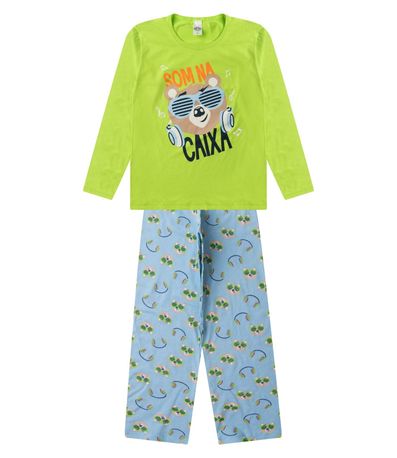 Pijama Menino Manga Longa Brilha No Escuro Kappes Verde