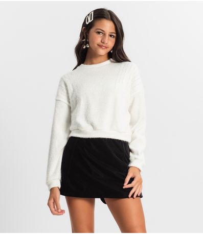 Blusão Juvenil Feminino Em Tricot Minty Bege