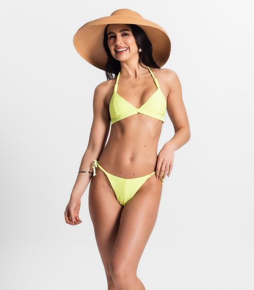 Conjunto Biquíni Texturizado Triângulo Bela Gaia Amarelo