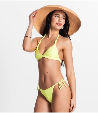 Conjunto Biquíni Texturizado Triângulo Bela Gaia Amarelo