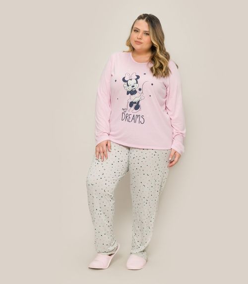 Pijama Feminino Plus Minnie Mouse Evanilda Rosa