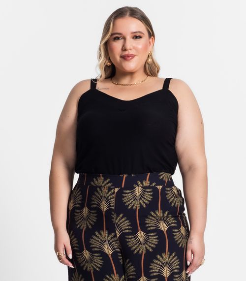 Blusa De Alça Feminina Plus Size Secret Glam Preto