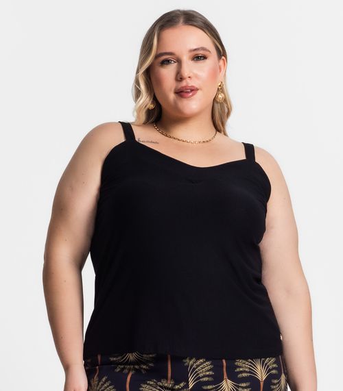 Blusa De Alça Feminina Plus Size Secret Glam Preto