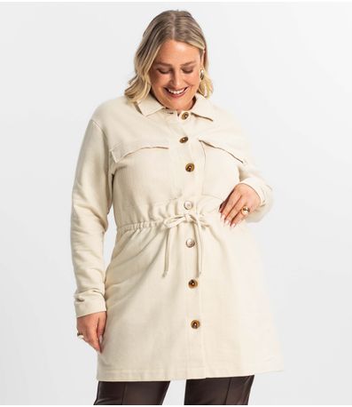 Parka Feminina Plus Size Secret Glam Bege