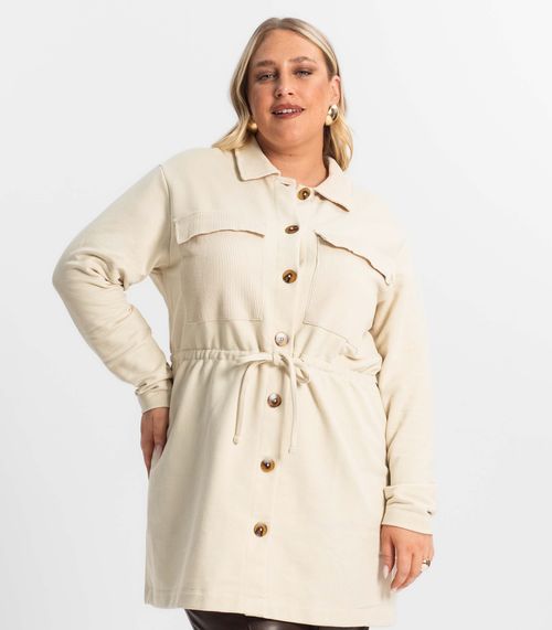 Parka Feminina Plus Size Secret Glam Bege