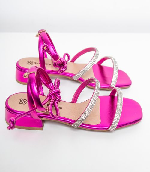 Sandália Feminina Amarração E Strass Select Rosa