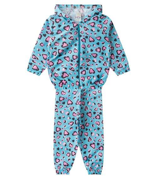 Conjunto Corta Vento Infantil Com Capuz Kappes Azul