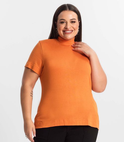 Blusa Gola Alta Feminina Plus Size Secret Glam Laranja