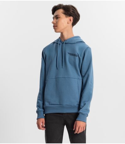 Blusão Juvenil Masculino Com Capuz Minty Azul