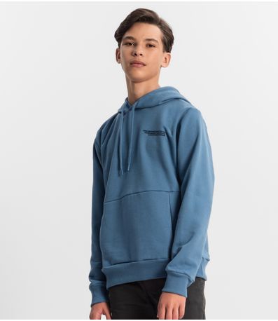 Blusão Juvenil Masculino Com Capuz Minty Azul