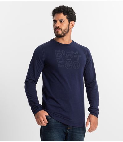 Camiseta Masculina Manga Longa Diametro Azul