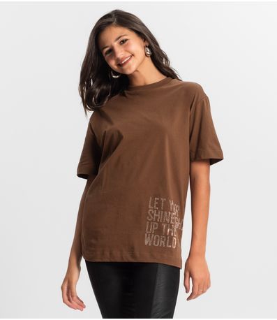 T- shirts Oversized Juvenil Feminina Minty Marrom