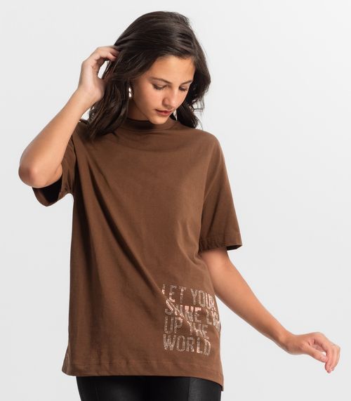 T- shirts Oversized Juvenil Feminina Minty Marrom