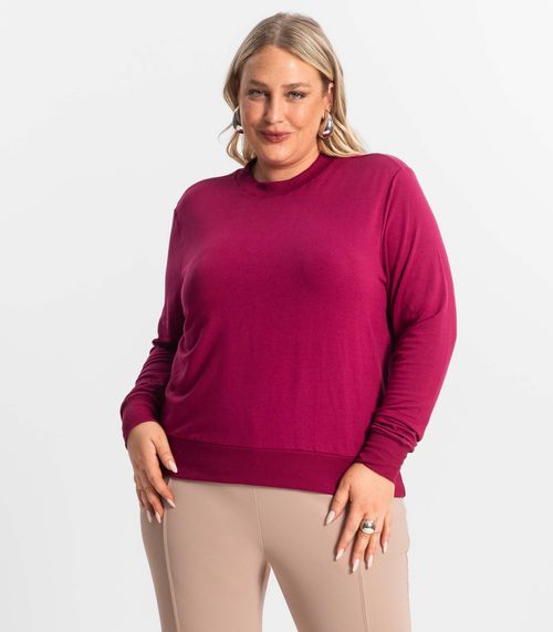 Blusão Feminino Plus Size Manga Longa Secret Glam Vermelho