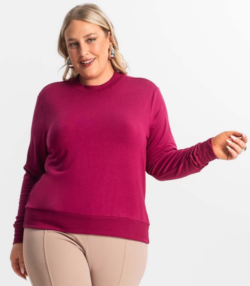 Blusão Feminino Plus Size Manga Longa Secret Glam Vermelho