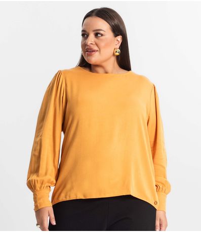 Blusa Plus Size Feminina Manga Longa Secret Glam Marrom