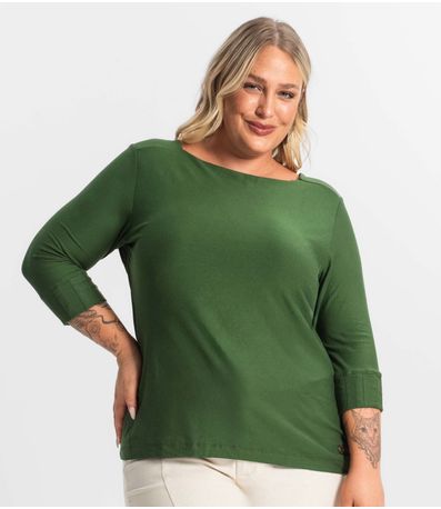 Blusa Plus Size Manga 3/4 Secret Glam Verde