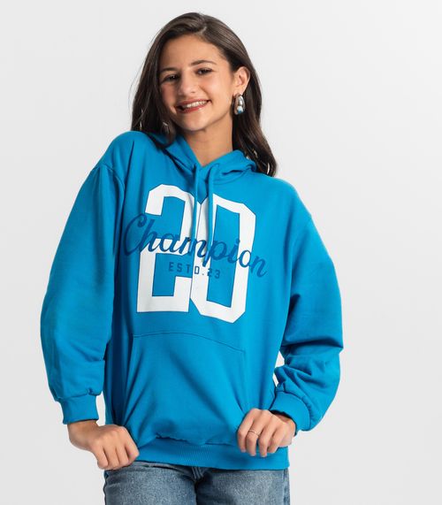 Blusão Juvenil Feminina Em Moletom Minty Azul