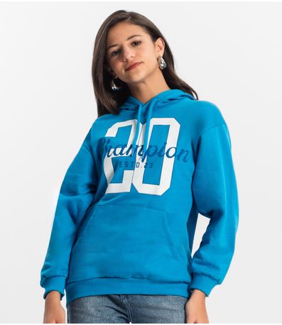 Blusão Juvenil Feminina Em Moletom Minty Azul