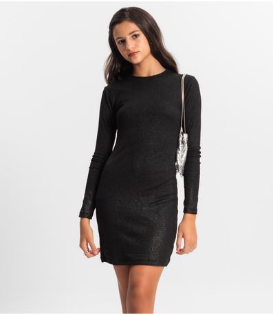 Vestido Juvenil Em Ribana Canelada Minty Preto
