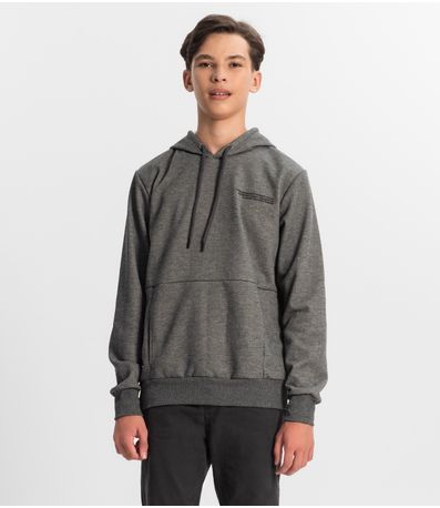 Blusão Juvenil Masculino Com Capuz Minty Cinza