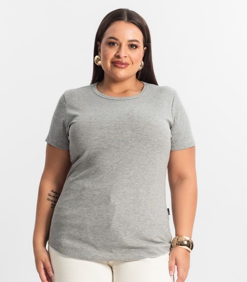 Blusa Feminina Manga Curta Ribana Sublime KO Cinza