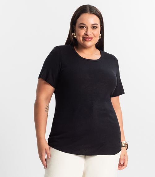 Blusa Feminina Manga Curta Ribana Sublime KO Preto