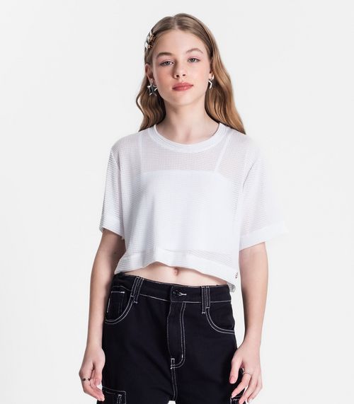Blusa Juvenil Feminina Com Sobreposição Minty Branco