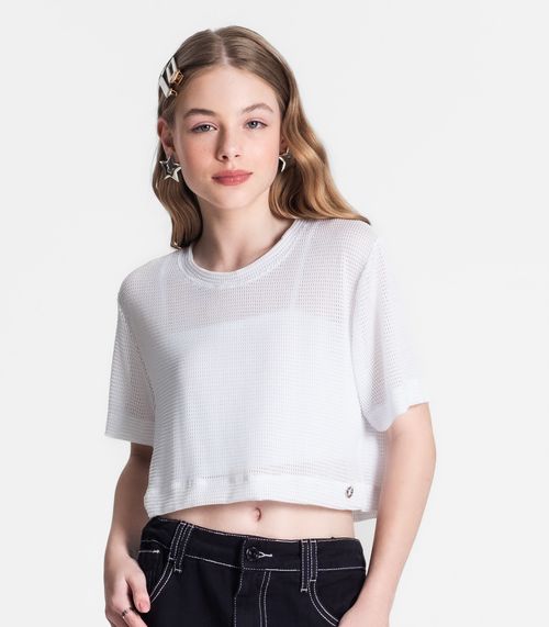 Blusa Juvenil Feminina Com Sobreposição Minty Branco