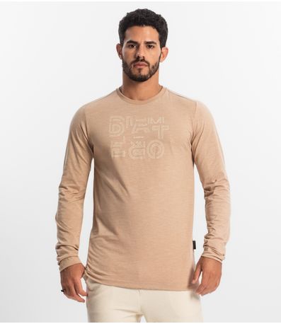 Camiseta Masculina Manga Longa Diametro Marrom
