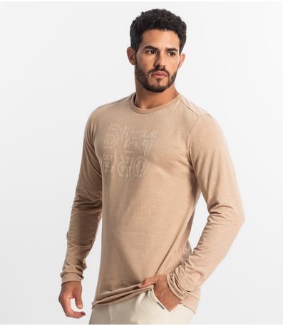 Camiseta Masculina Manga Longa Diametro Marrom