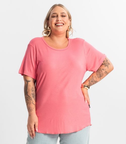 Blusa Feminina Manga Curta Ribana Sublime KO Rosa