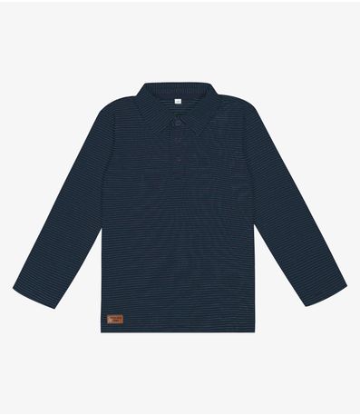 Camisa Listrada Infantil Manga Longa Trick Nick Azul