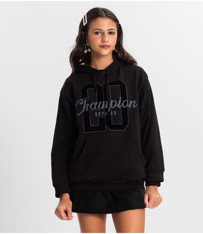 Blusão Juvenil Feminina Em Moletom Minty Preto