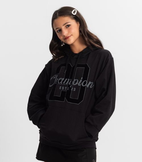Blusão Juvenil Feminina Em Moletom Minty Preto