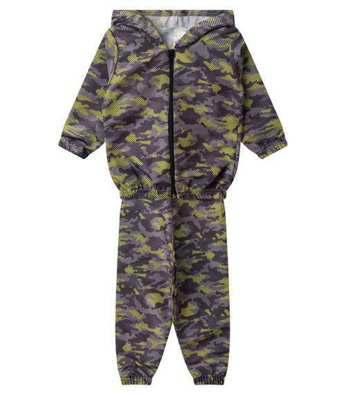 Conjunto Corta Vento Infantil Com Capuz Kappes Cinza