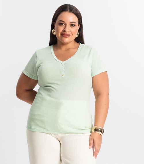 Blusa Feminina Manga Curta Ribana De Linho KO Cinza