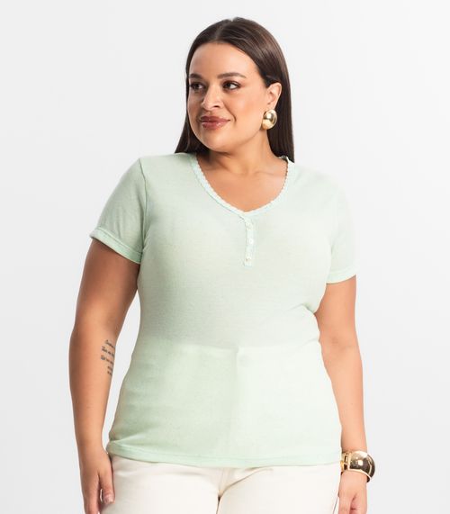 Blusa Feminina Manga Curta Ribana De Linho KO Cinza